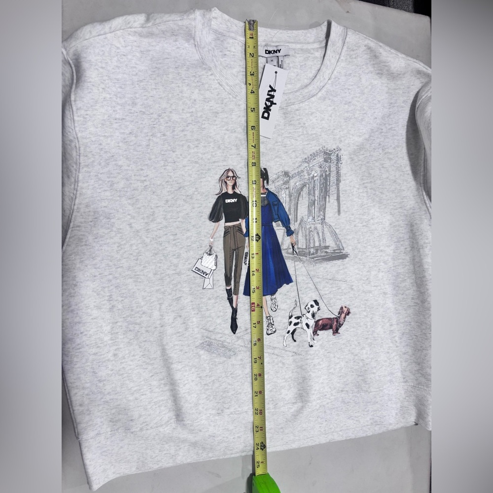 DKNY Light Gray Graphic Crew Neck Sweater - Picture 3 of 15